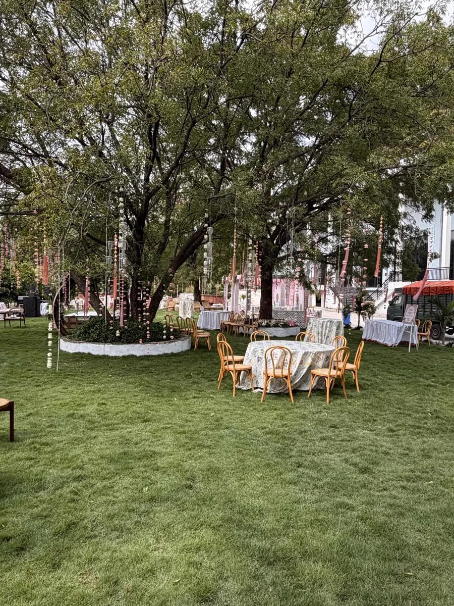 An event set up on the convention lawn